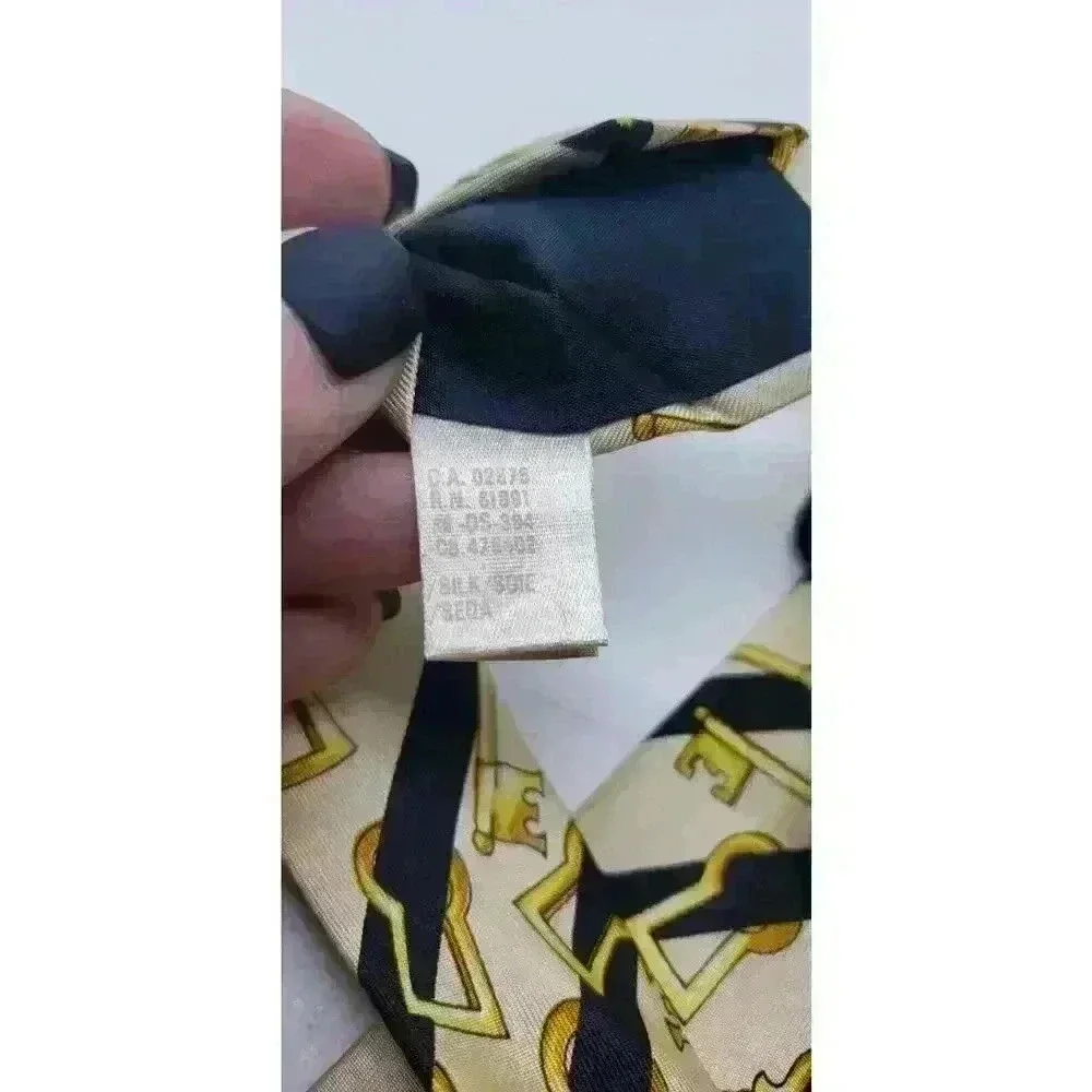 Vintage ESCADA Necktie Key To Success Gold & Black Stripe Made Italy 100% Silk
